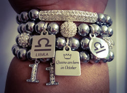 Libra Zodiac Bracelet made w/ Hematite (4) Bracelets