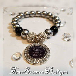 Silver and Black First My Mother, Forever My Friend Bracelet w/ Silver Hematite and Black Onyx