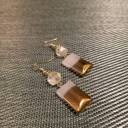 Gold and White Agate Gemstone Dangle Earrings