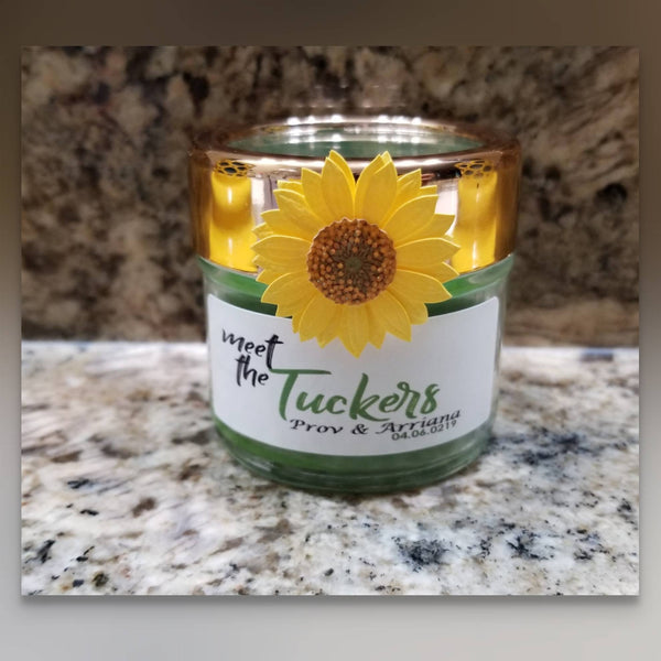 Custom Sunflower Candle Wedding Favors