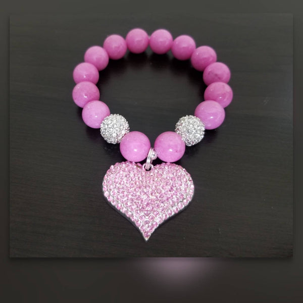 Pink Jade Heart Bracelet